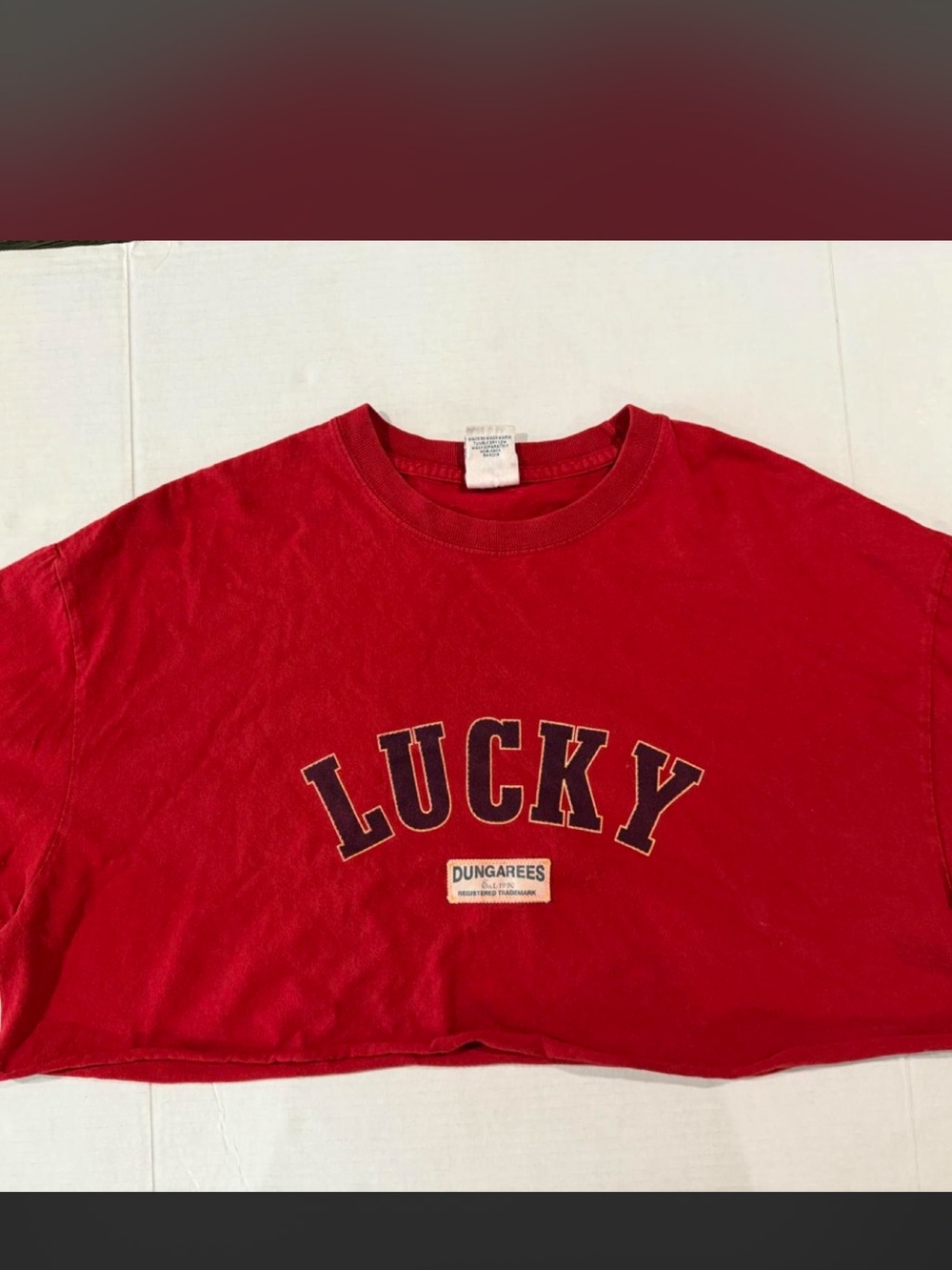 Vintage Lucky Brand “Lucky Dungarees” DIY Cropped Tee